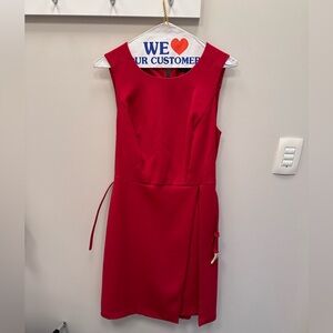 LIKE NEW WHBM Red, sleeveless, belted dress. Size 6.